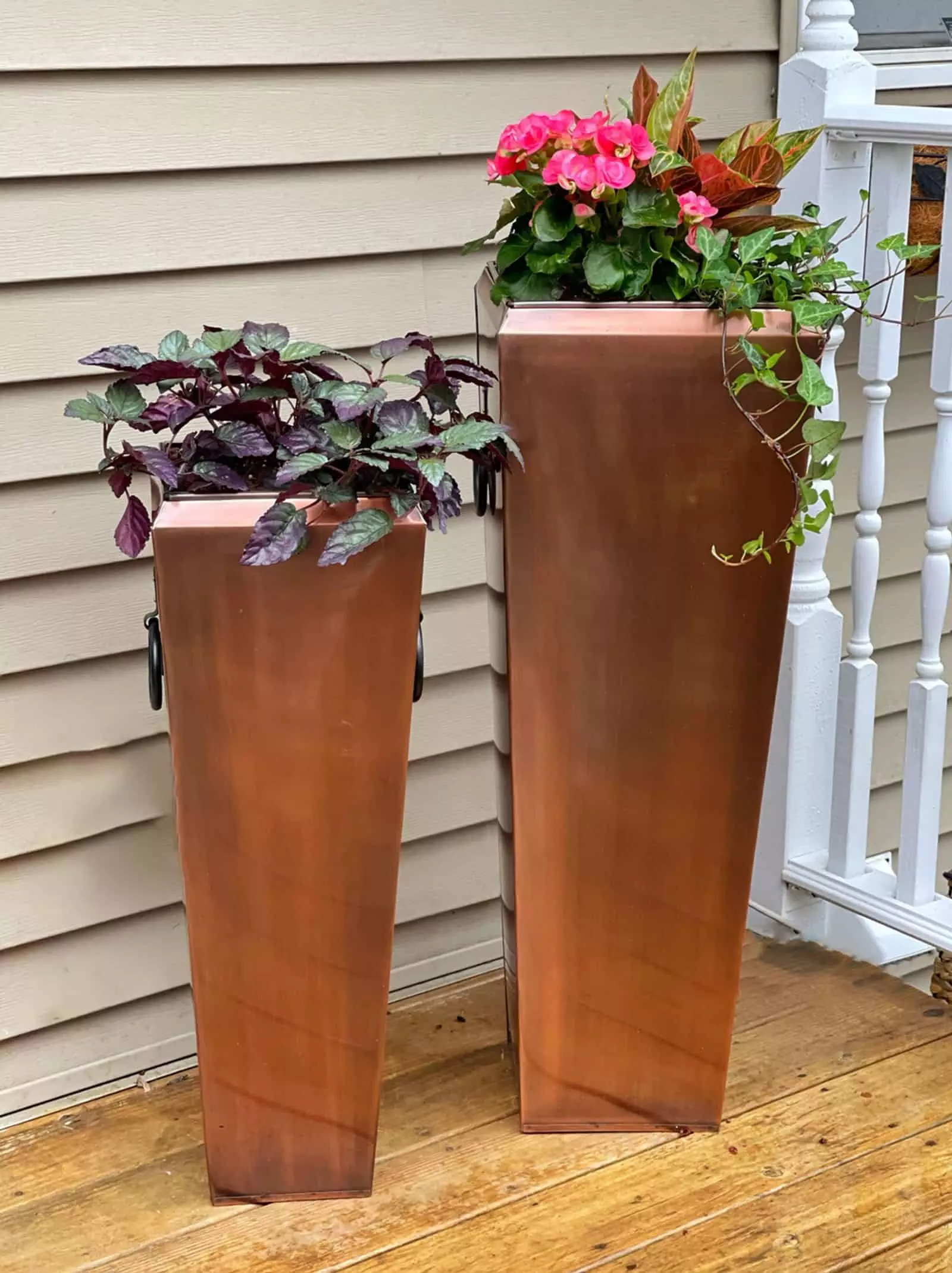 Copper planter container garden idea