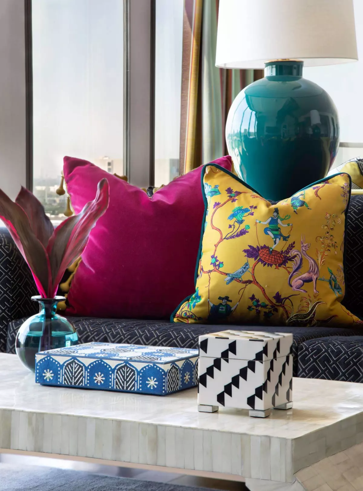 Jewel-toned accents are just as impactful as an entire space outfitted in citrine, yellow sapphire blue or ruby red.