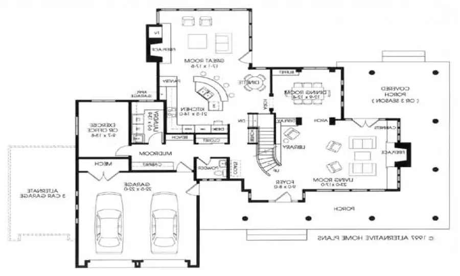 Three bedroom rambler with main floor master bedroom, three bedroom, den, three car garage. Slab