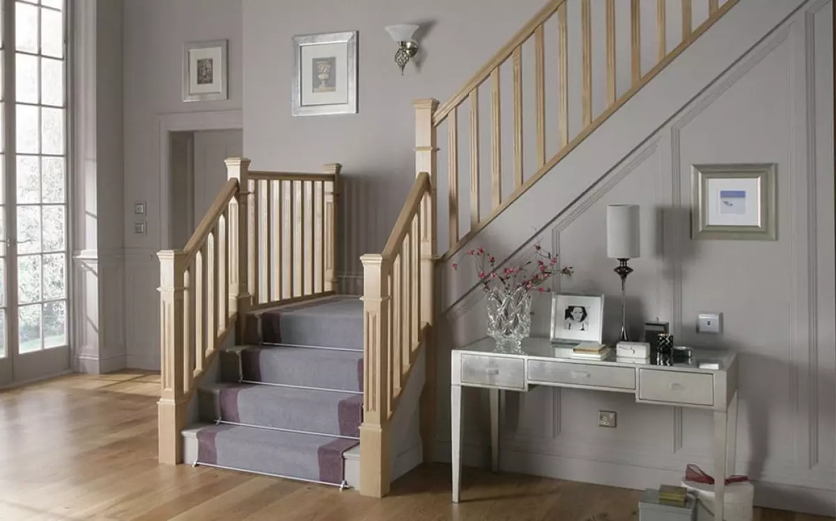 Wood Stairs with Carpet Runner