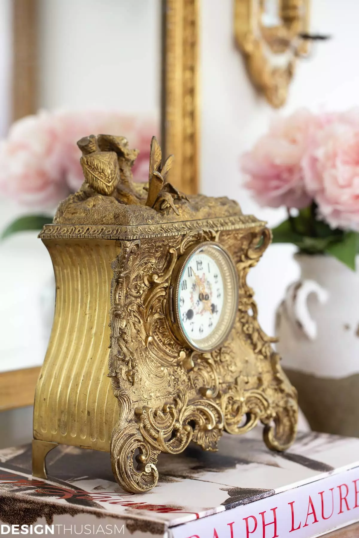 french country living room antique clock