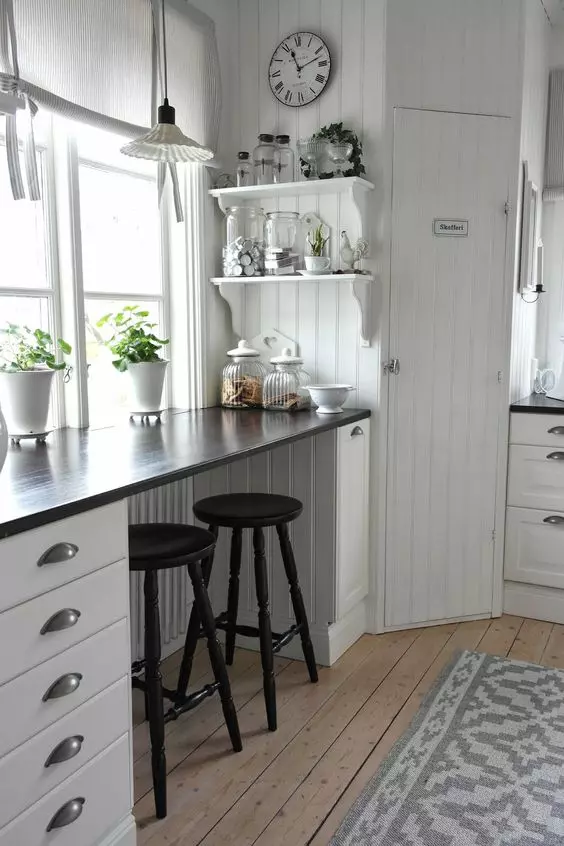 Cottage table with built-in seating