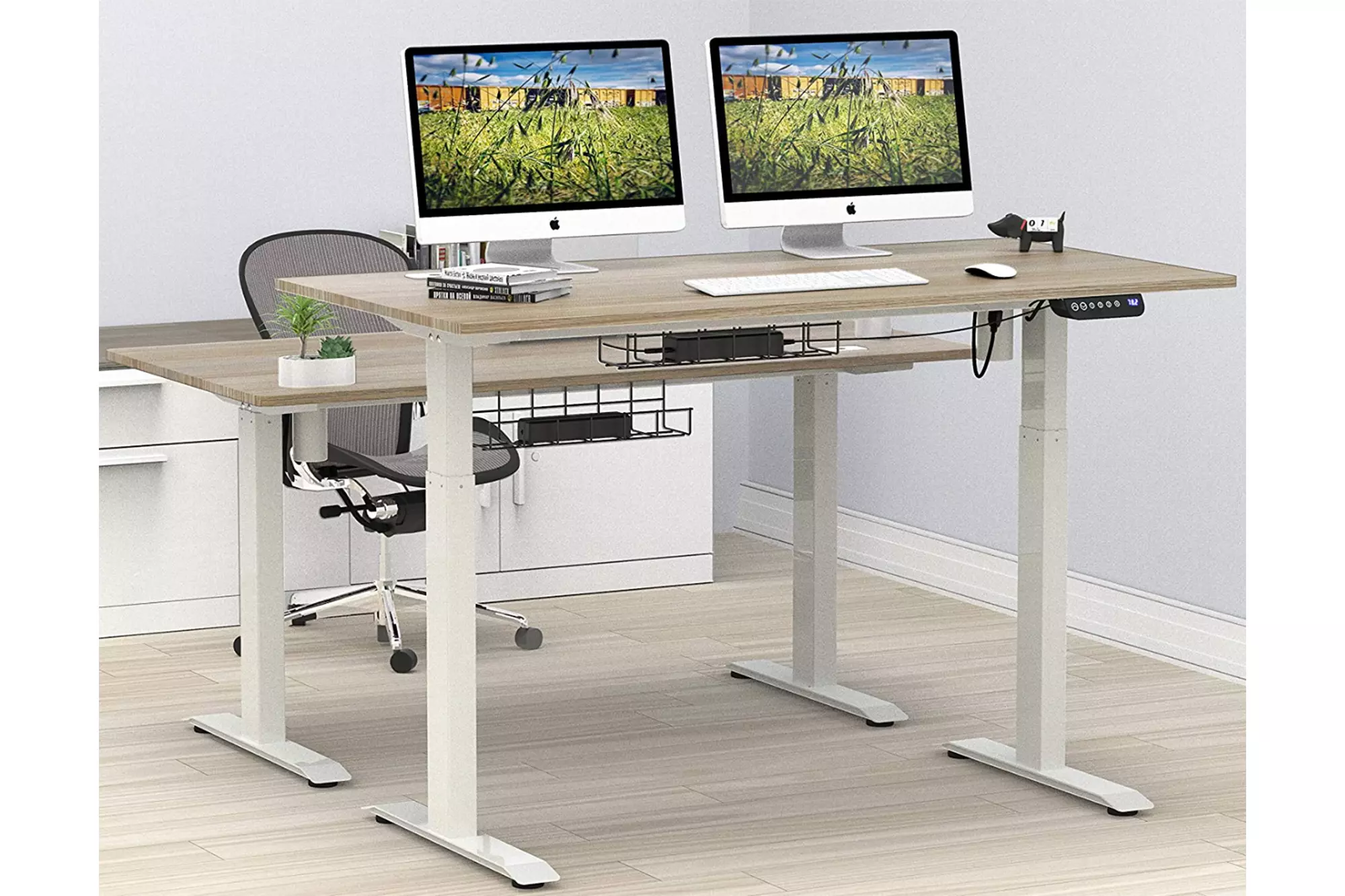 Wood and white standing desk