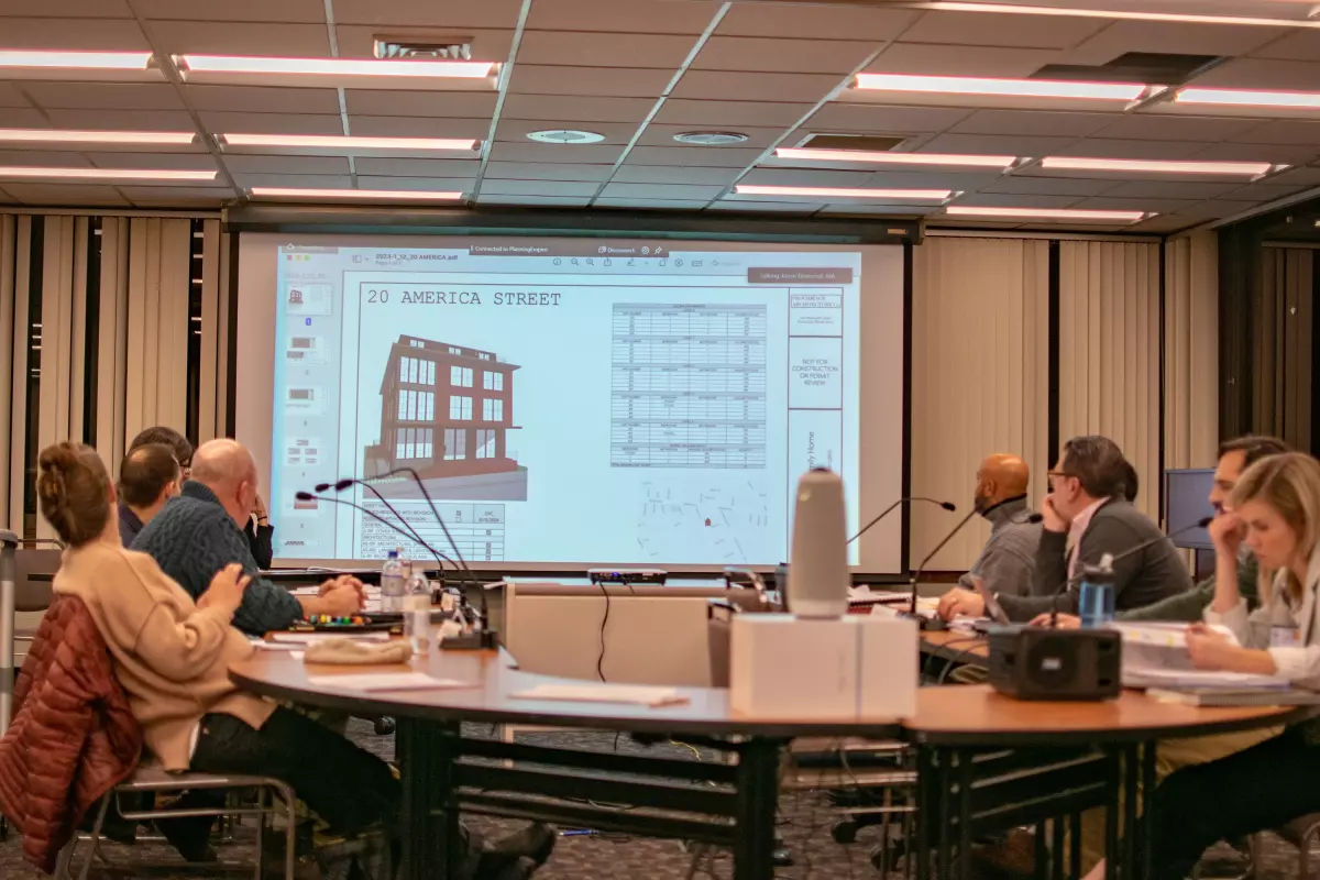 Renderings show plans for a modern building at 20 America Street, 100 feet from Atwells Avenue