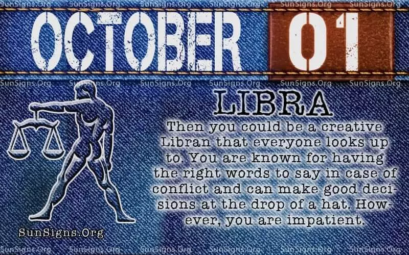 October 1 Libra Birthday Calendar