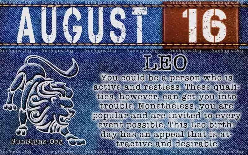 August 16 leo birthday calendar