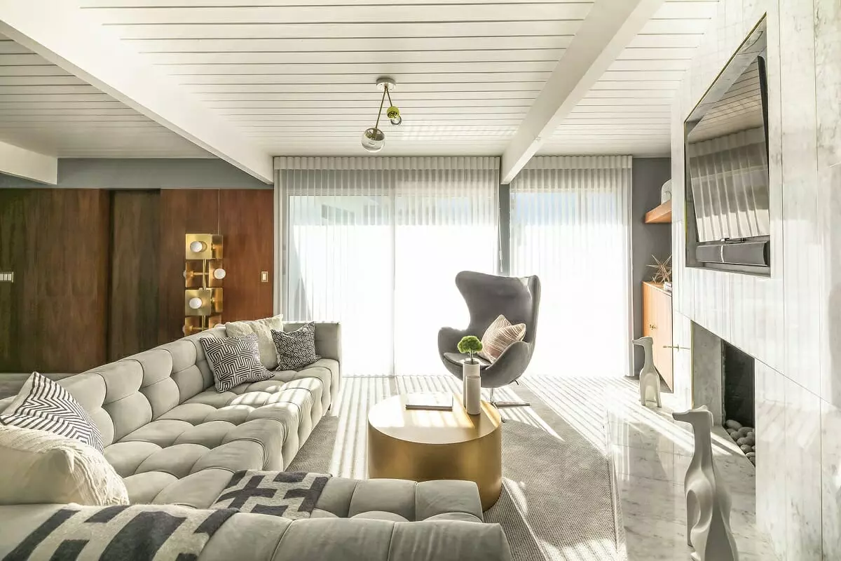 Mid-century Modern living room design by Decorilla interior designer, Michelle B.