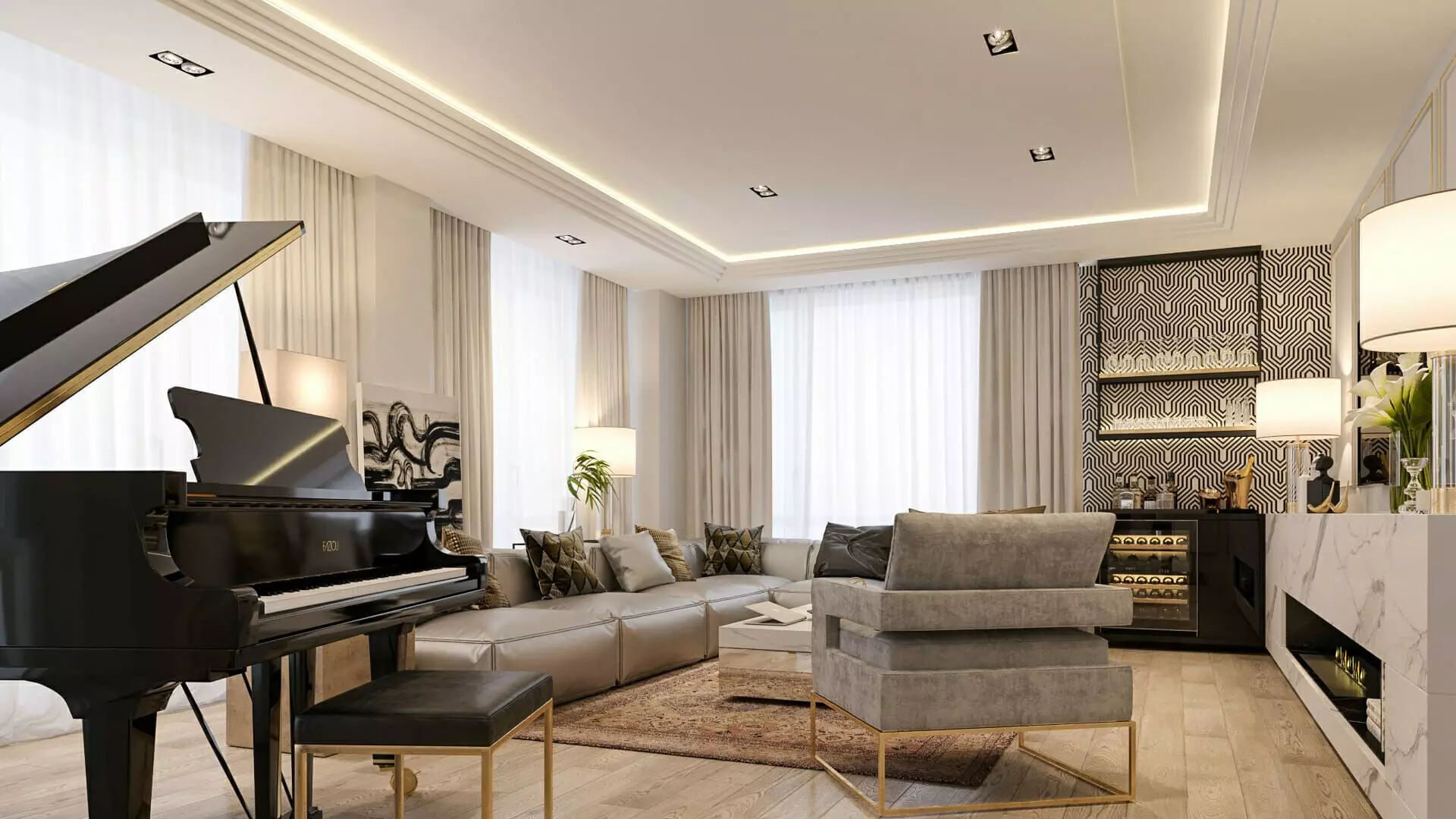 Luxury living room design for entertaining