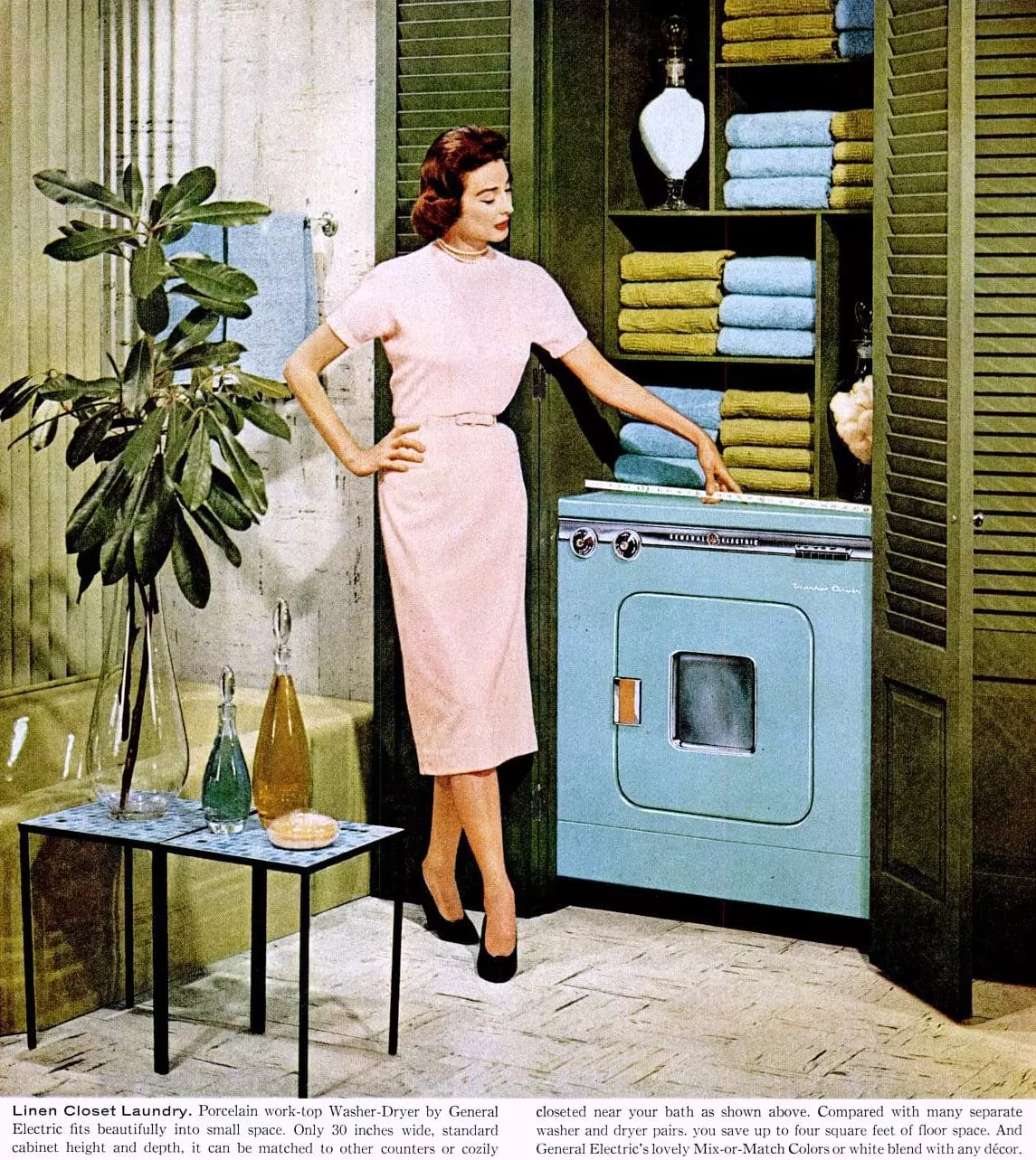 Blue vintage washing machine and dryer (1957)