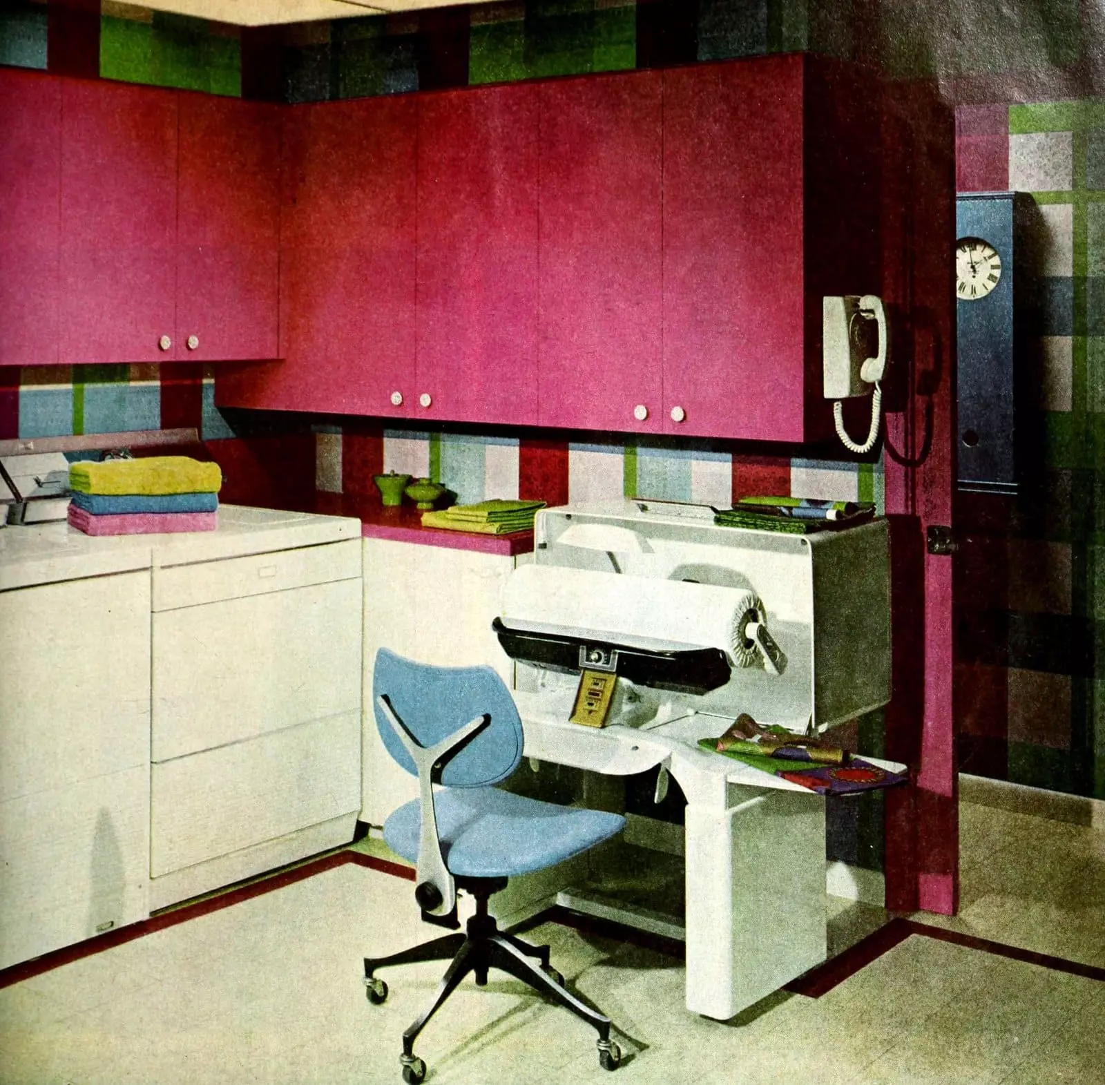 Vintage laundry room and sewing center (1964)