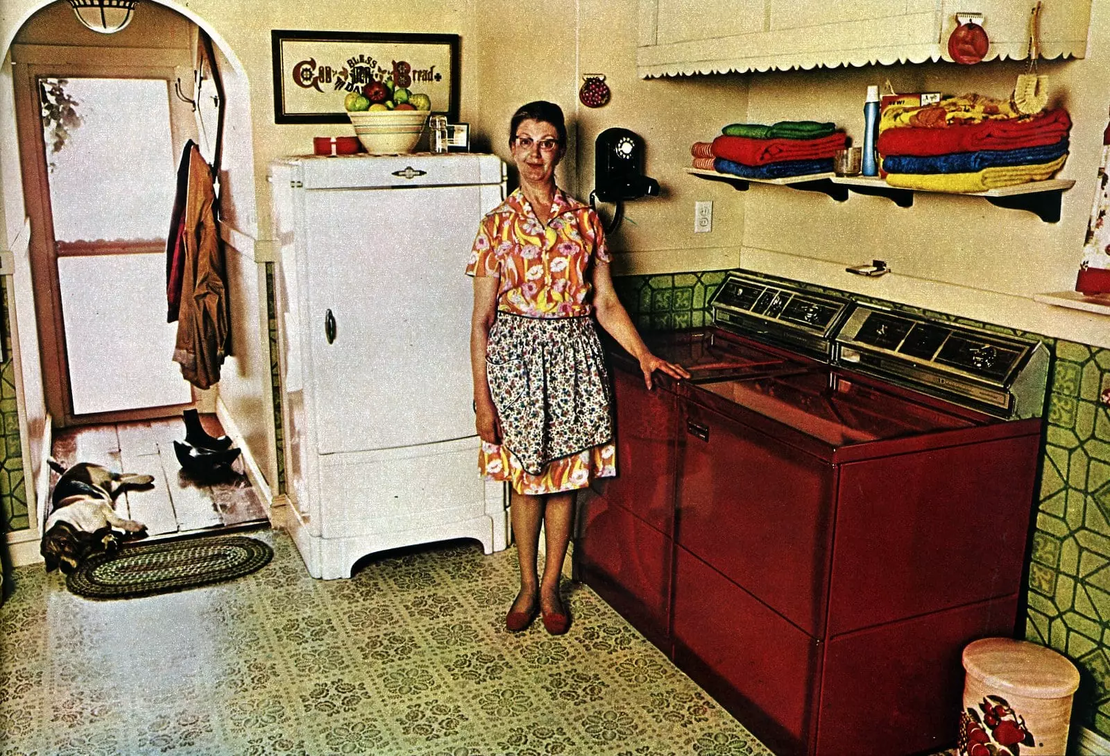 Basic old-fashioned laundry room from the 1970s