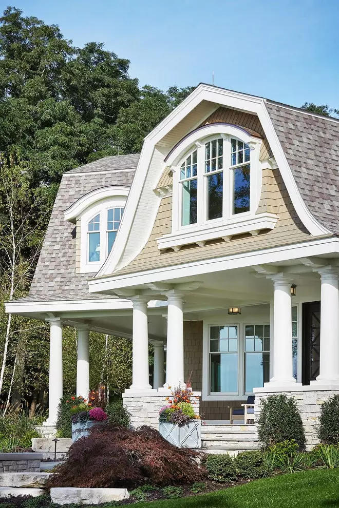 Gambrel Ceiling with Dark Beams