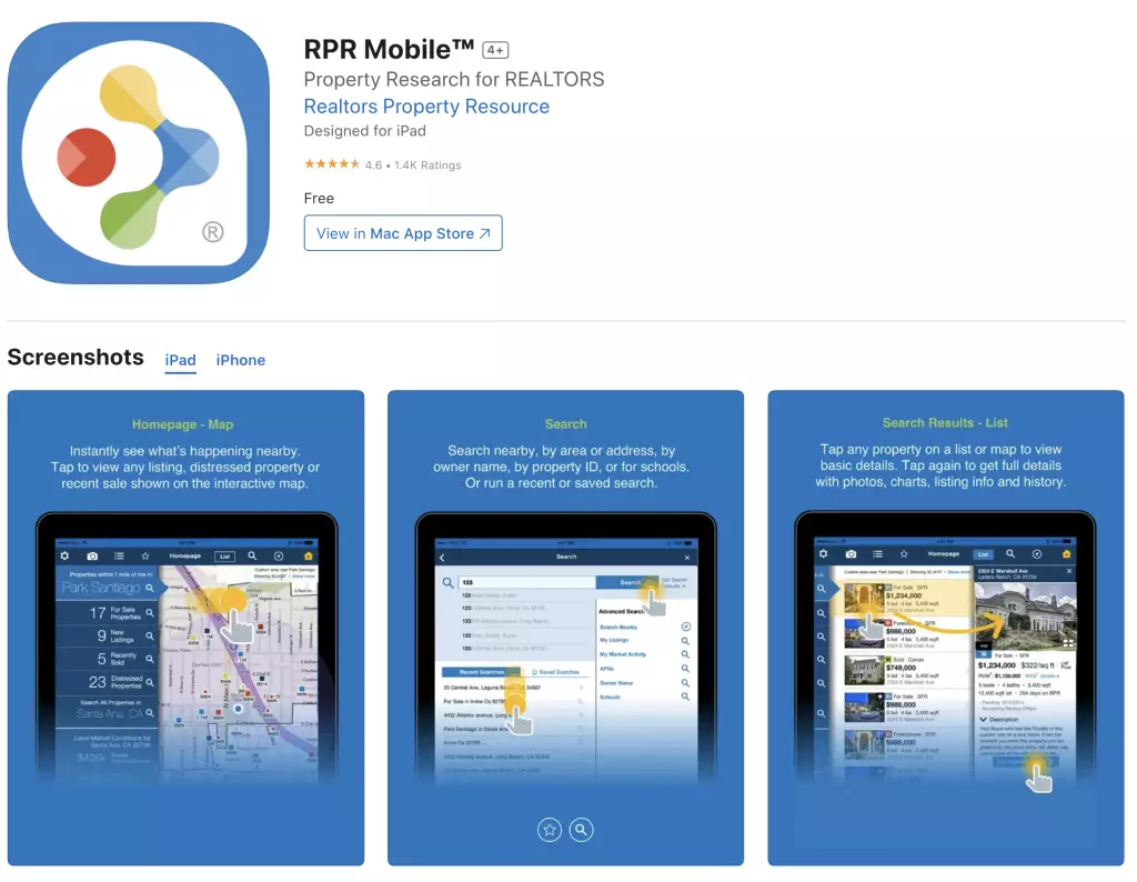 image of RPR mobile app