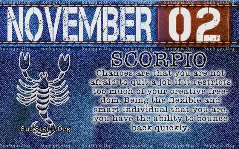 November 2 Scorpio Birthday Calendar