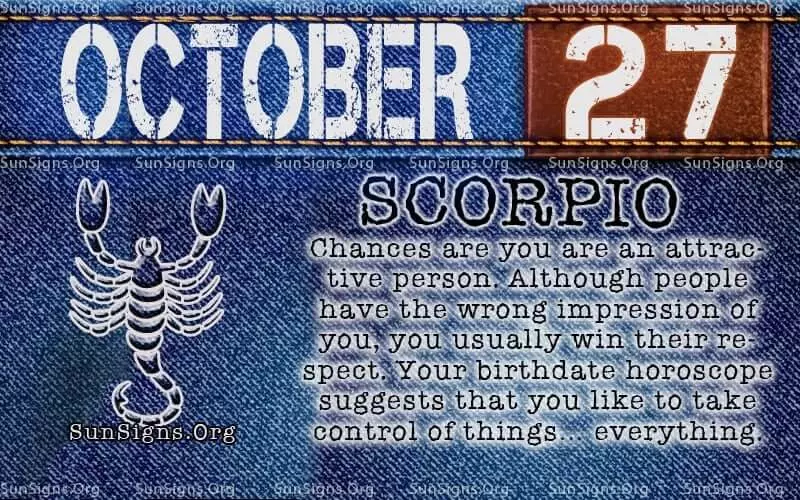 october 27 scorpio birthday calendar