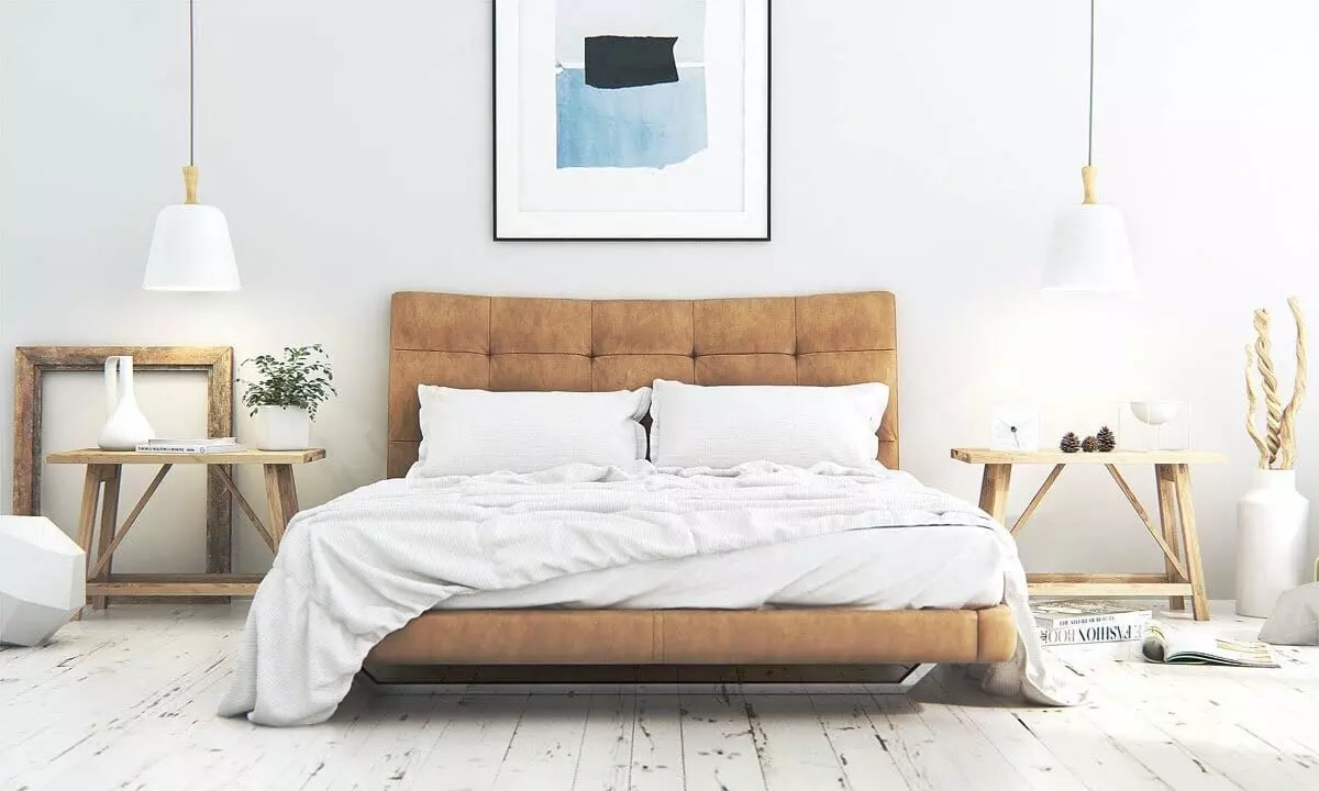 Rustic-inspired Scandinavian bedroom decor