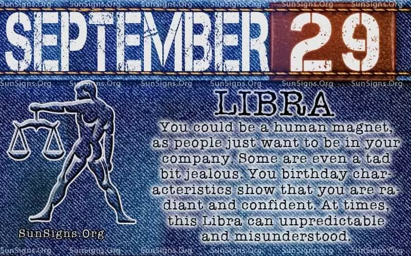 September 29 Libra Birthday Calendar