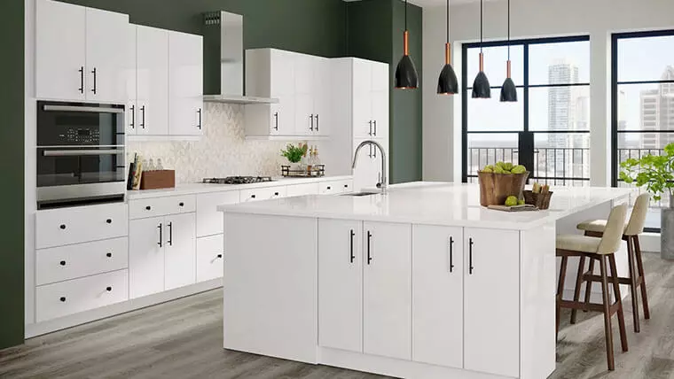 white handles on white cabinets