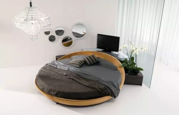 Circle bed with round mattress black and white tone