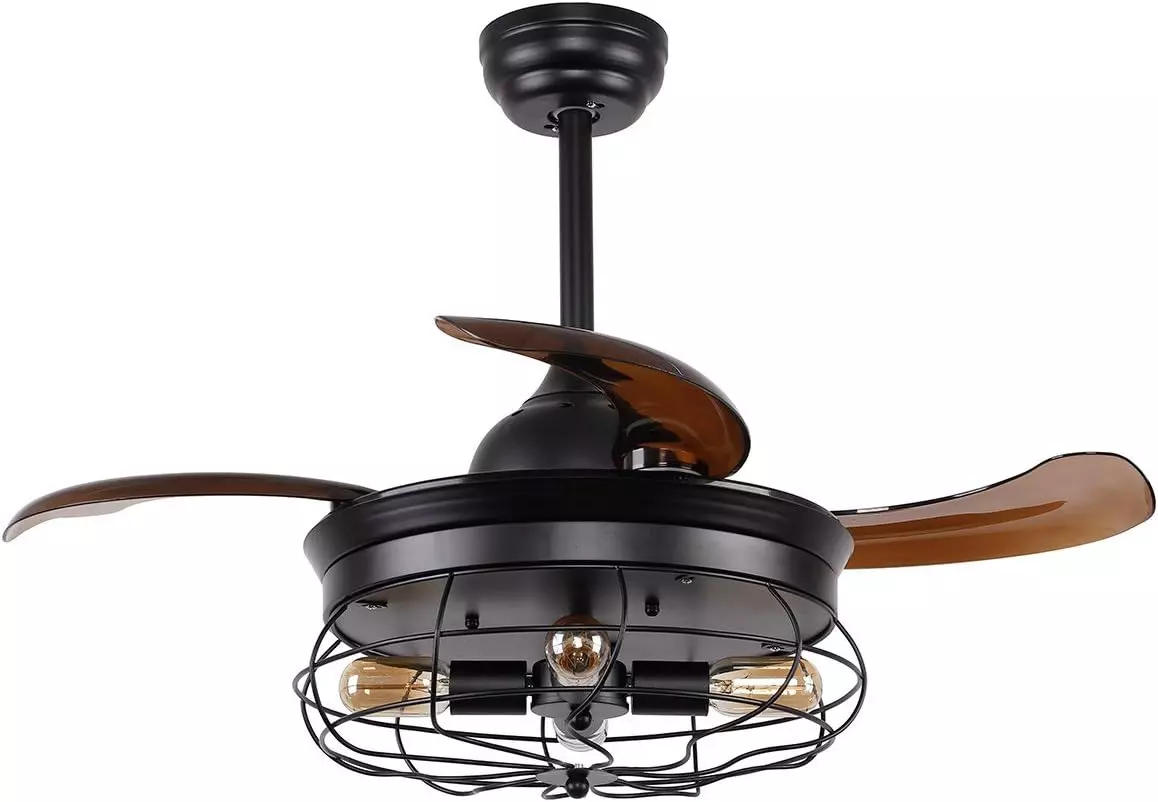 Ceiling Fan with Lights 34 Inch Black Rustic Ceiling Fan