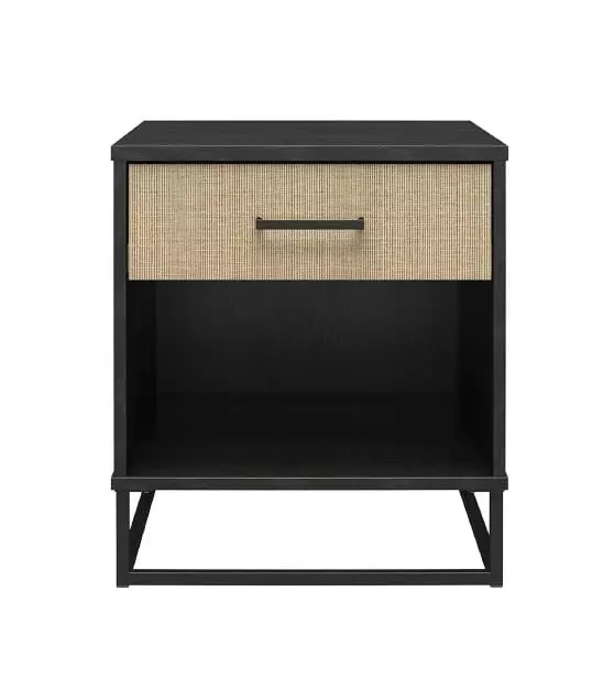 West Elm Modern Rattan Nightstand Black Natural