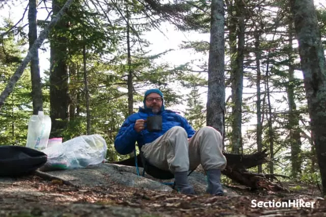 Leisurely breakfast in a Helinox Chair Zero.