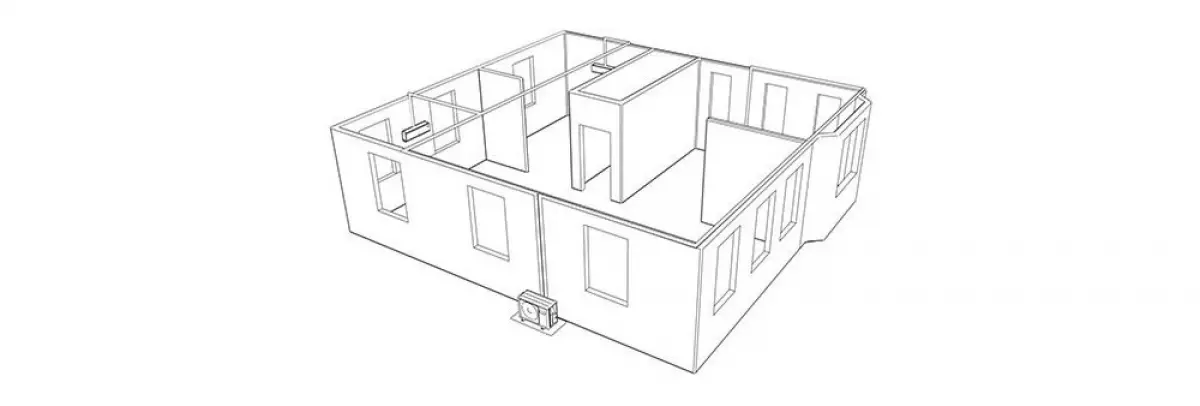 A diagram of home used by HVAC dealers to explain how to install a mini split.