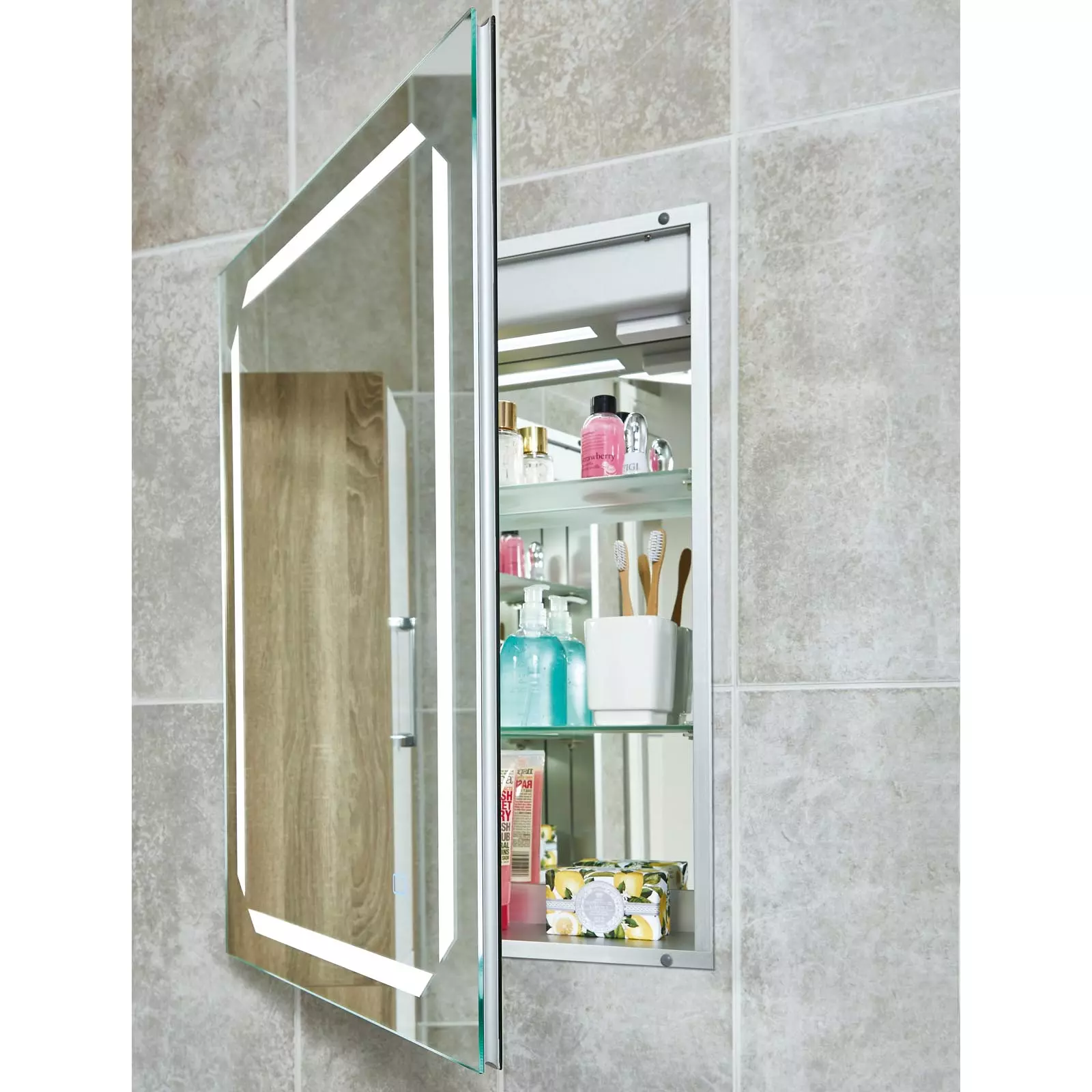 Shop 62inch Shaker Style Frameless Recessed in wall Bathroom Medicine Storage Pantry