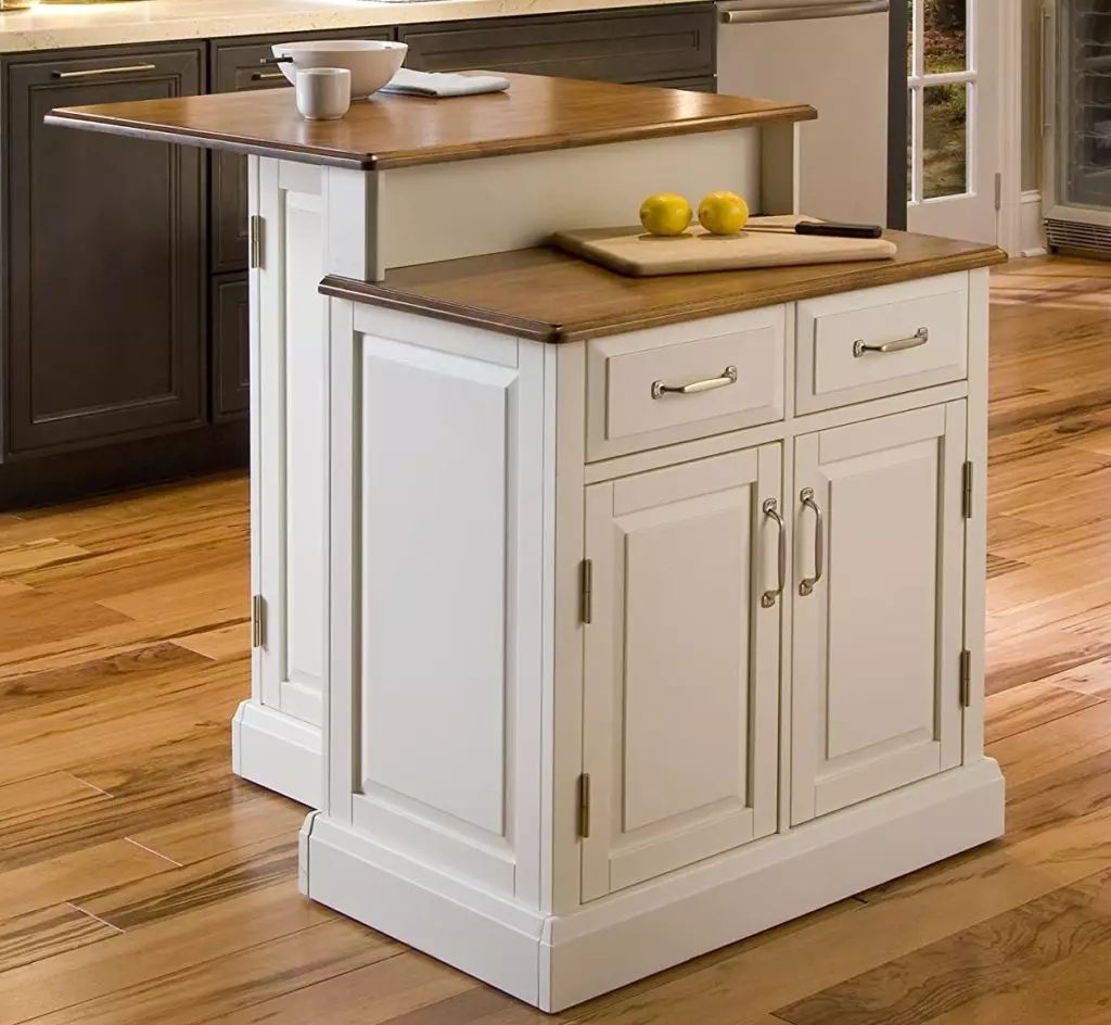 Home Styles Kitchen Center freestanding kitchen island made of sustainable hardwood with 3 cabinets and 2 drawers