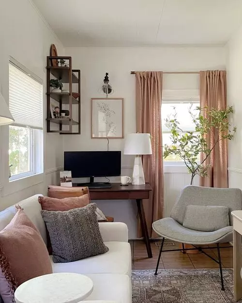 pink living room in small apartment