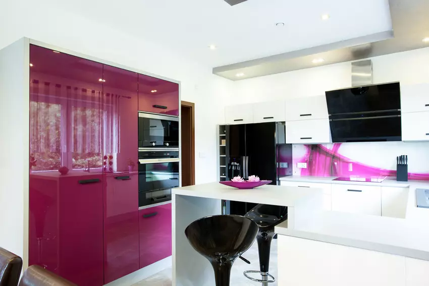 Cozy kitchen with wooden drawers and cabinets