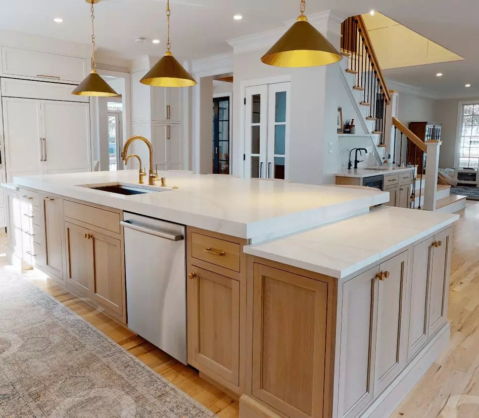 Picture shows Beaded Inset Brighton Cabinetry in a butler's pantry. Brighton gets great cabinet reviews.