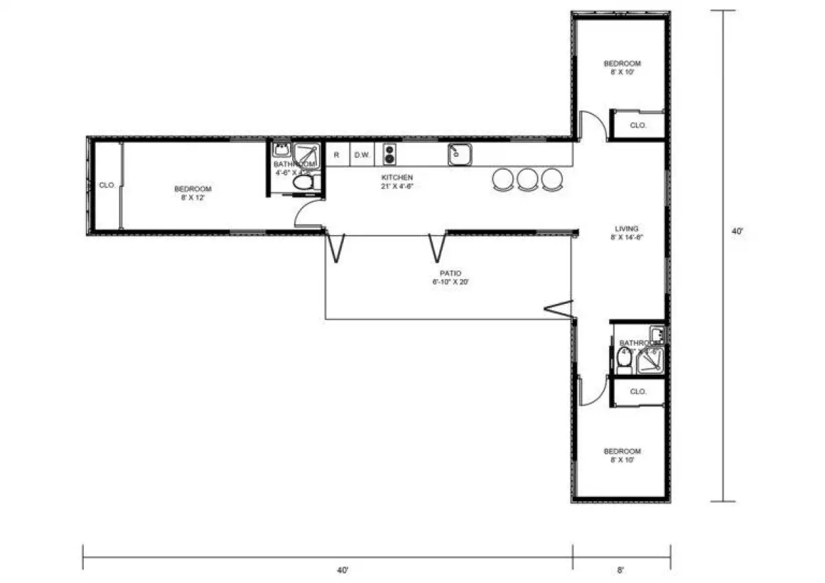 Floor Plan No. 1: The T-Shaped Home