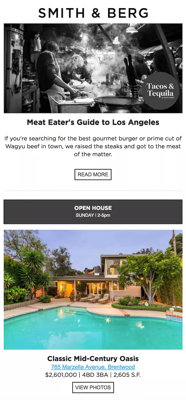 Smith & Berg Partners real estate email newsletter examples