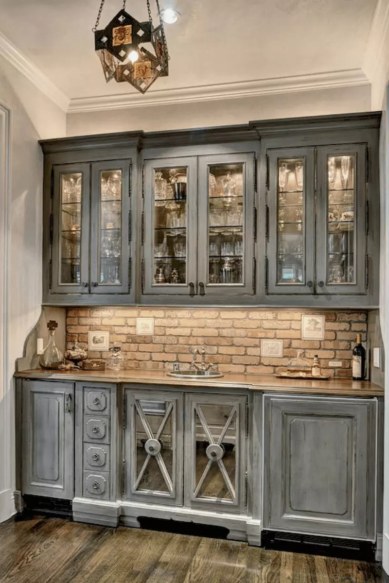 Grey Distressed Kitchen Cabinets