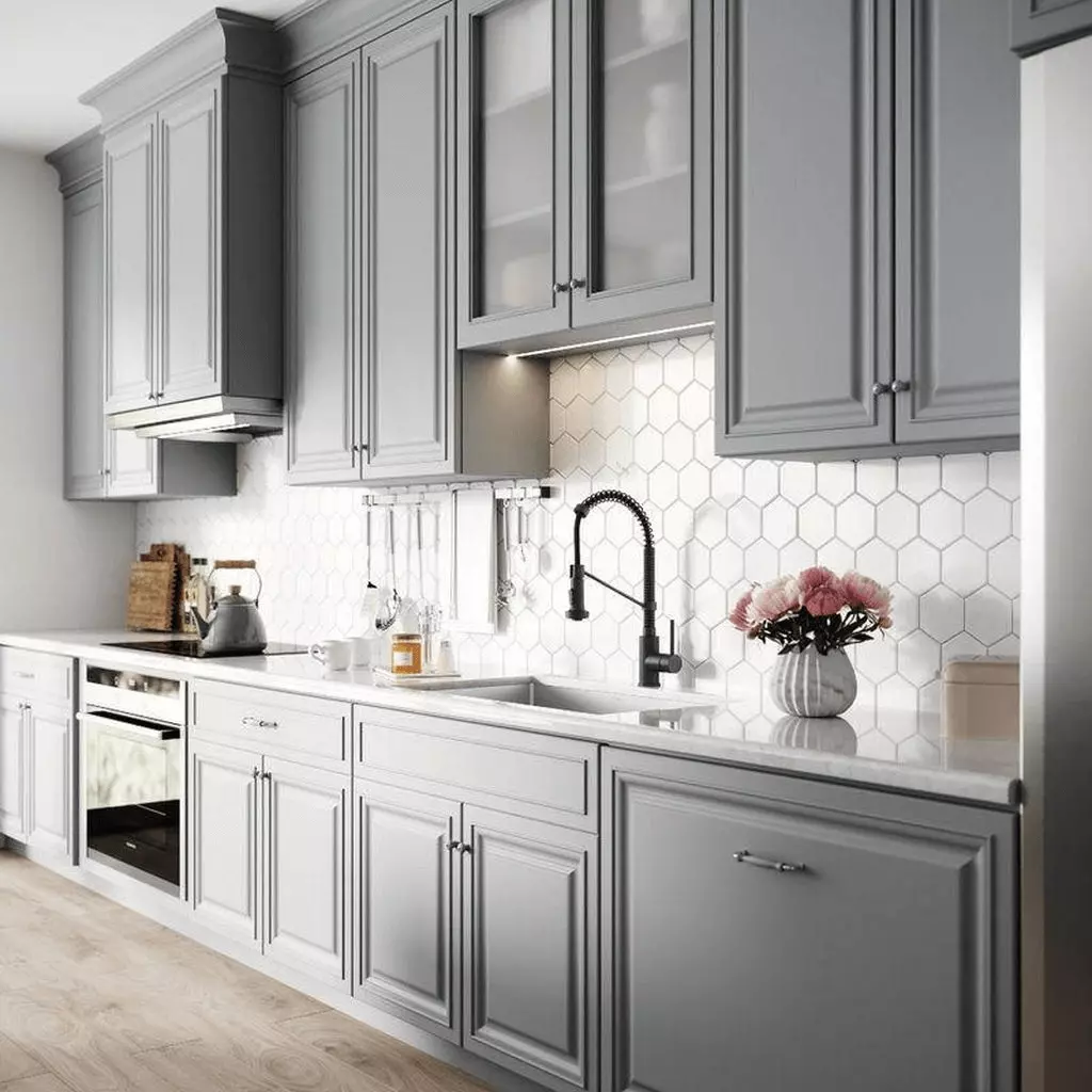 Grey Green Kitchen Cabinets