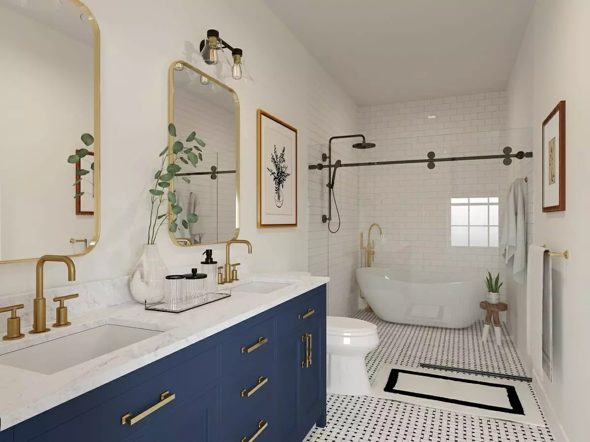 Contemporary design style for a bathroom by Decorilla designer, Casey H.