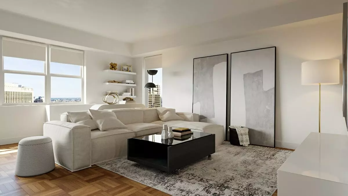 Contemporary style living room with oversized art by Decorilla designer, Berkeley H.