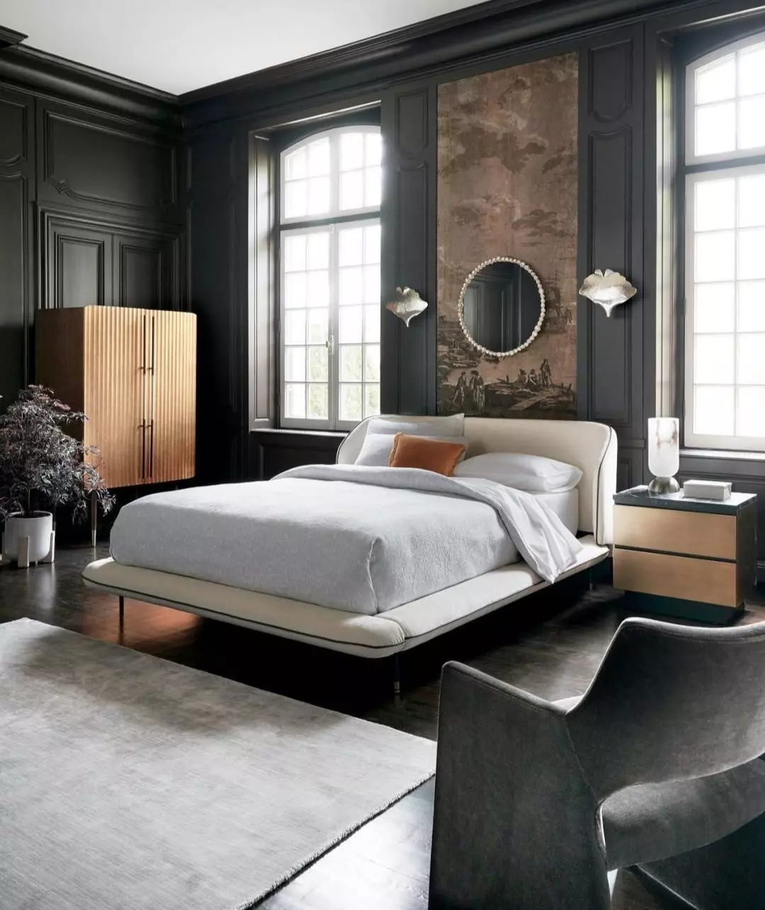 black silver and gold bedroom