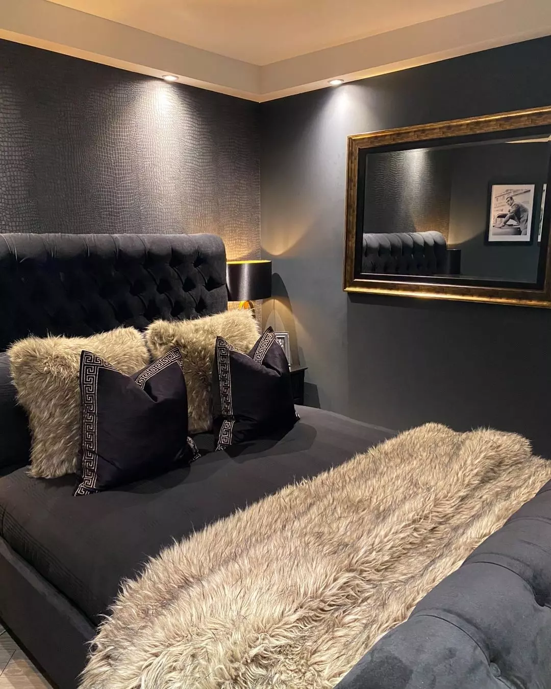 black and gold modern bedroom