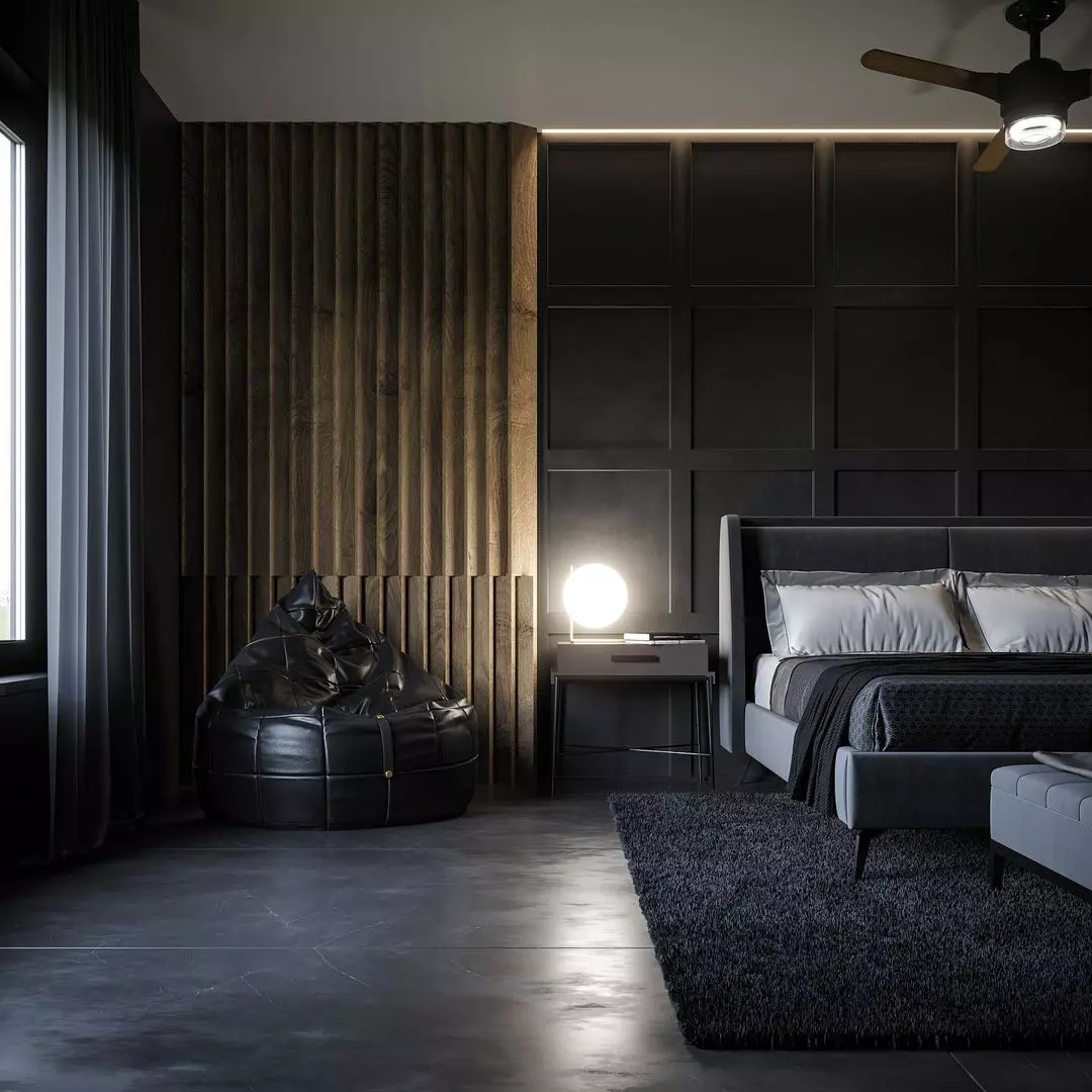 aesthetic rose gold and black bedroom