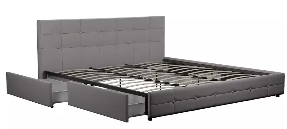 low bed frame with drawers