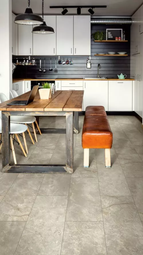 tile floor kitchen with bench seating