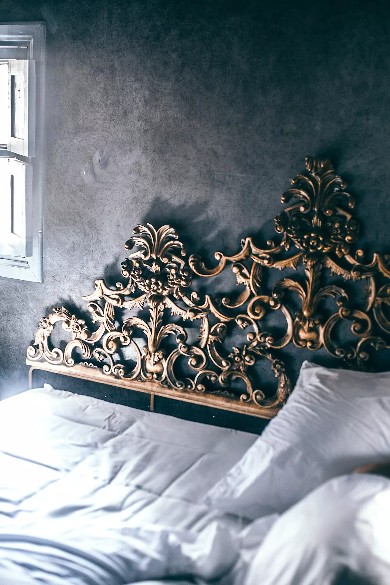 ornately designed Moroccan headboard