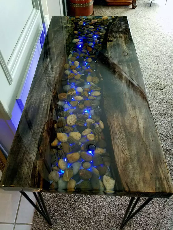 Resin River Rock Table