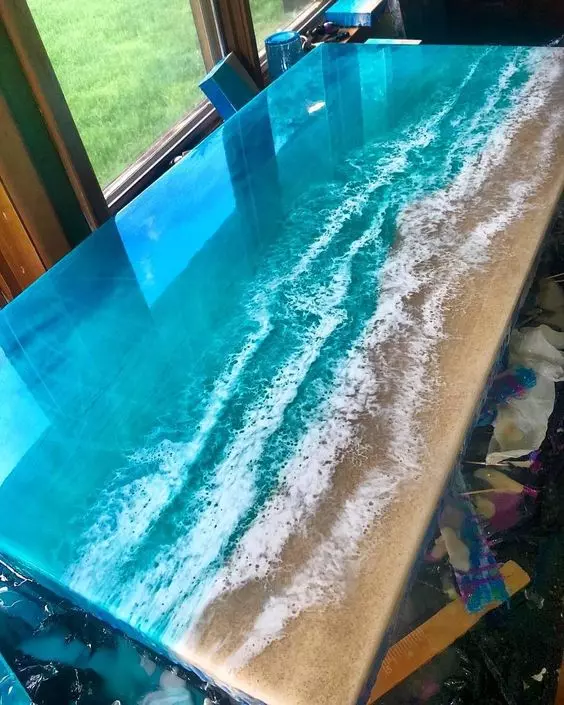 Ocean Waves Resin Table