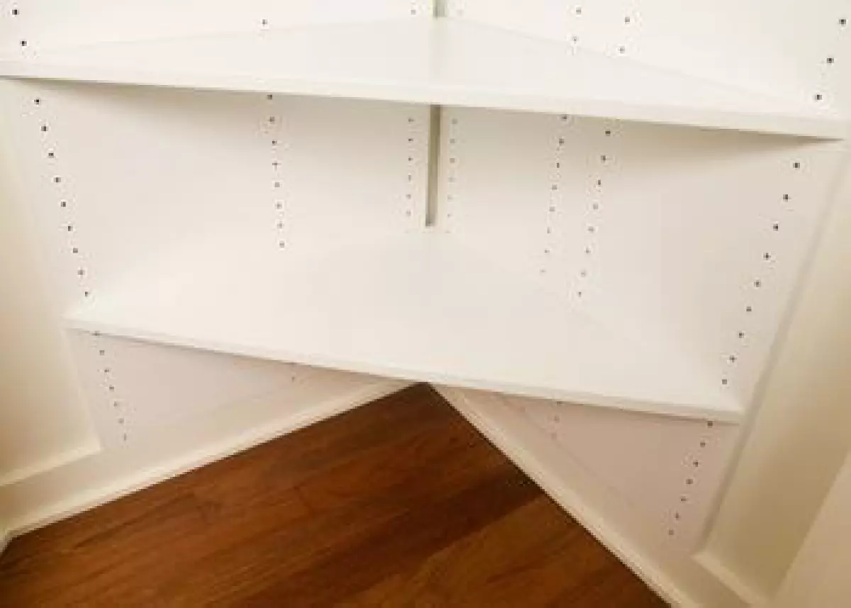 Example of corner shelves in a pantry.