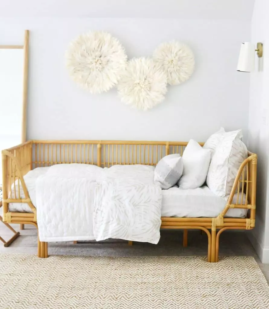 A playroom with blue wallpaper