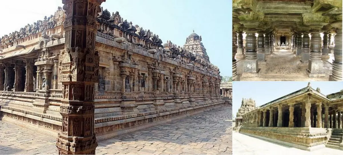 Clockwise-prakara, natyamandapa and upapitha of a South Indian temple