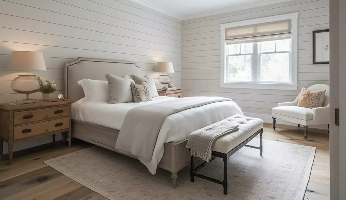 Farmhouse style décor for a cottage bedroom design